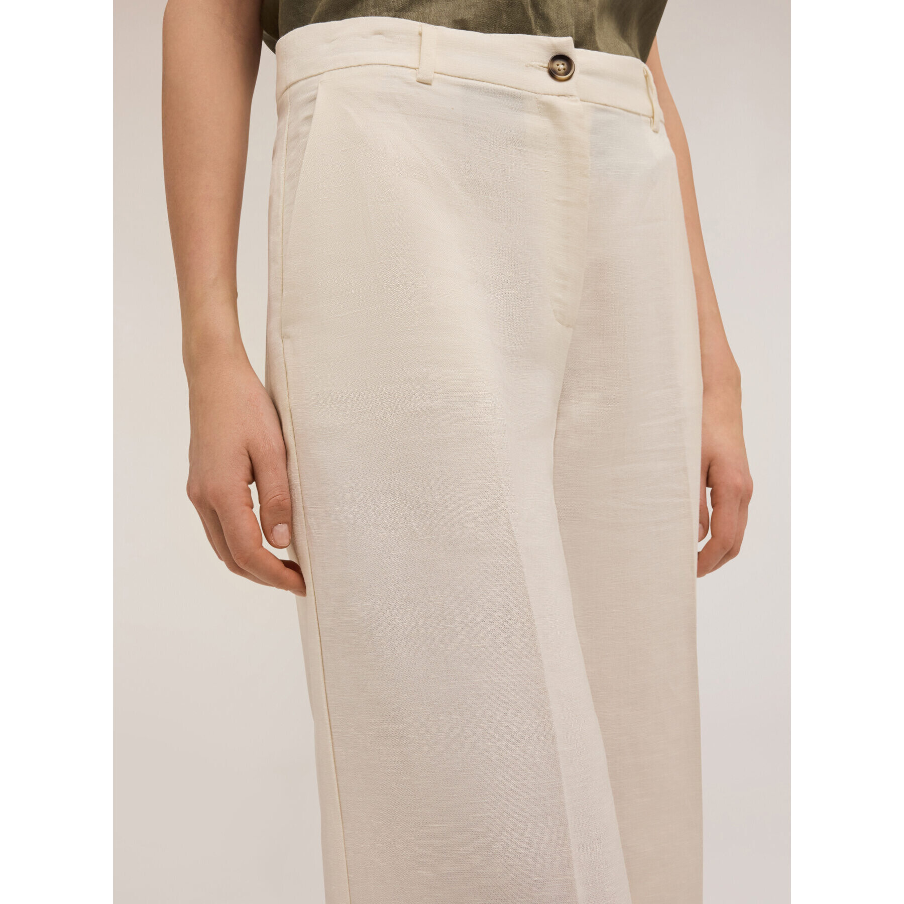 Motivi - Pantalones de pierna ancha mezcla de lino - Blanco