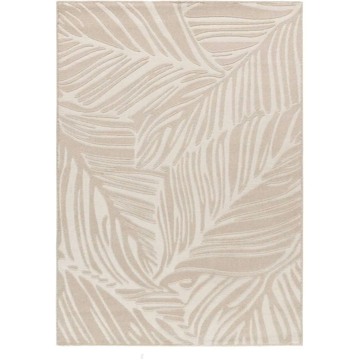SENSATION Alfombra con motivo vegetal en relieve en blanco, varias medidas disponibles.