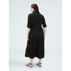 Fiorella Rubino - Vestido largo camisero en viscosa - Negro