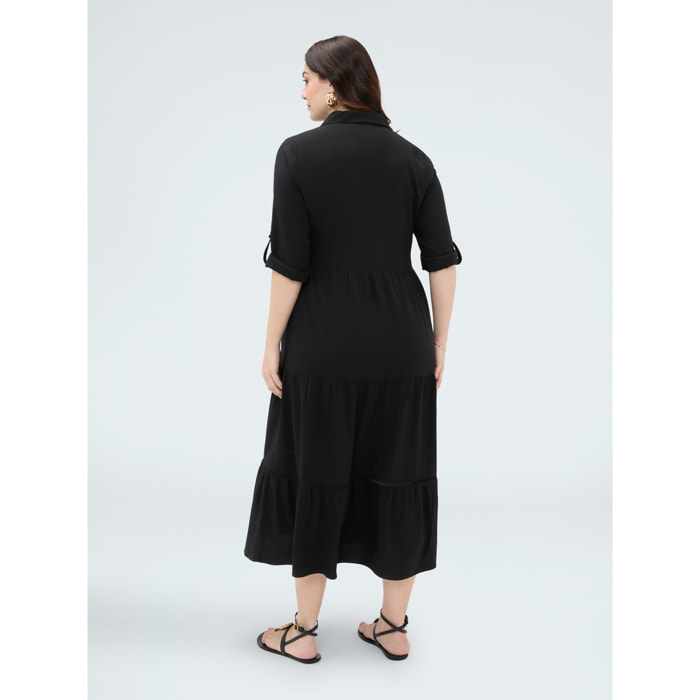 Fiorella Rubino - Vestido largo camisero en viscosa - Negro