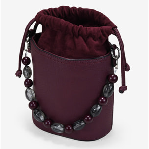 Bolso de mano burdeos con asa de piedras