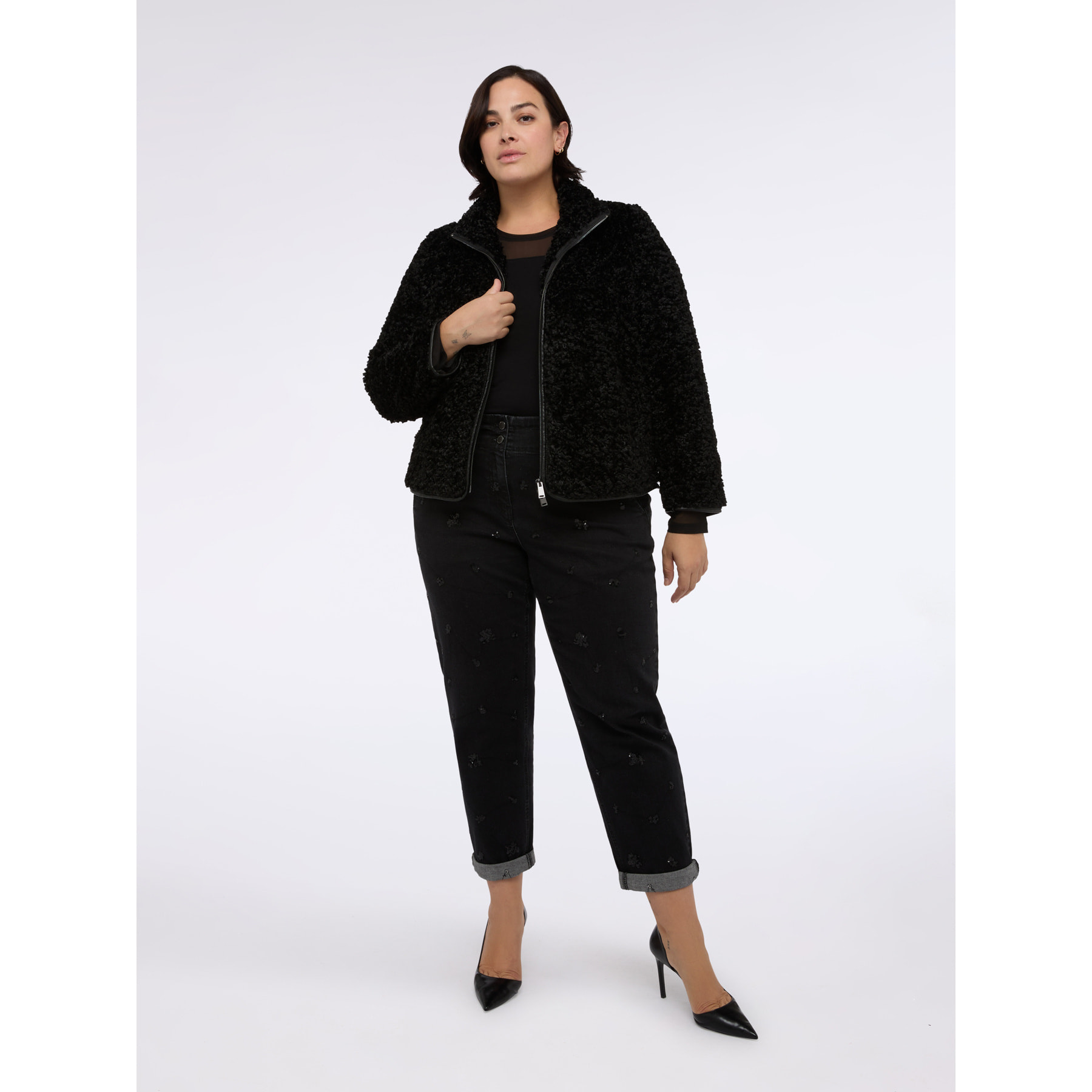 Fiorella Rubino - Chaqueta teddy con cremallera - Negro