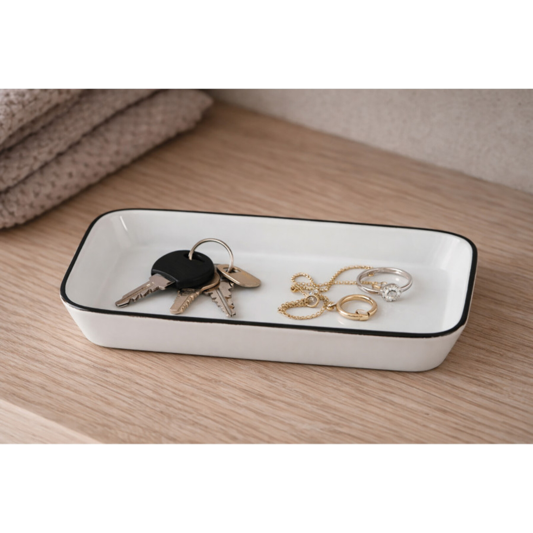 Plateau Porcelaine VISBY Noir & Blanc Spirella