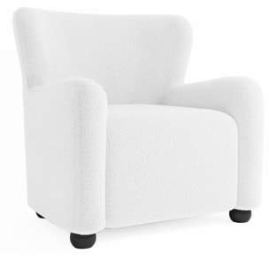 Fauteuil blanc effet laine bouclée