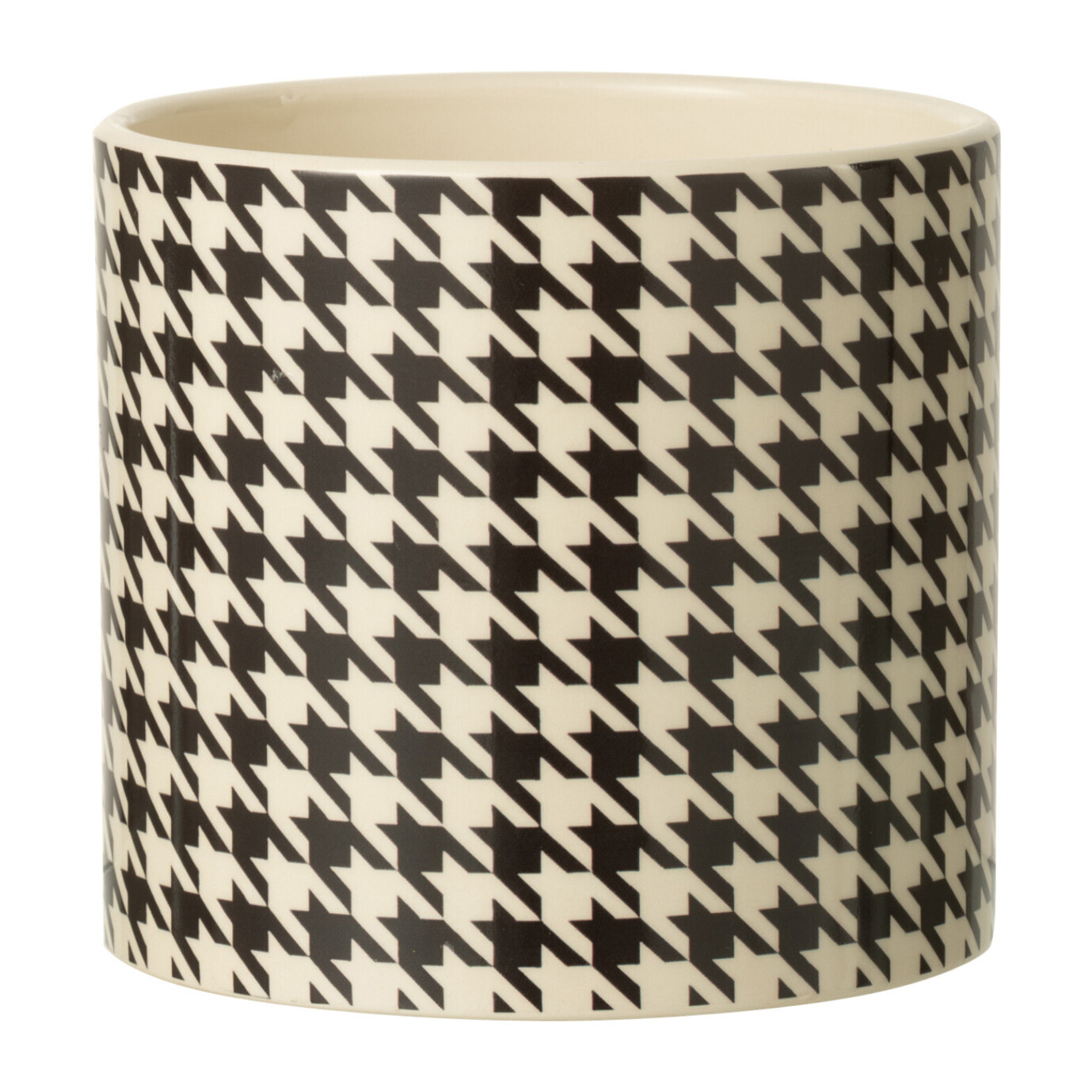 J-Line cache-pot Pied-De-Poule - céramique - blanc/noir - large