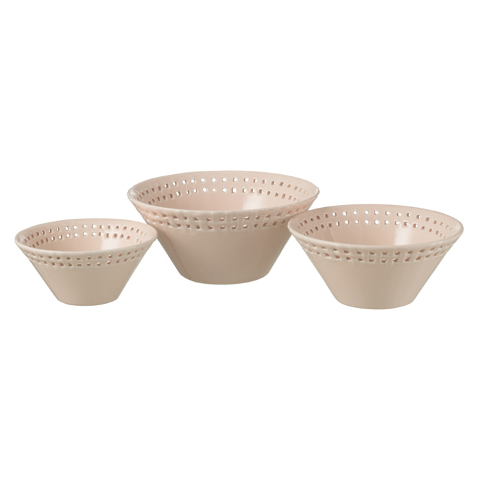 J-Line bol - céramique - rose - small/medium/large - 3 pcs