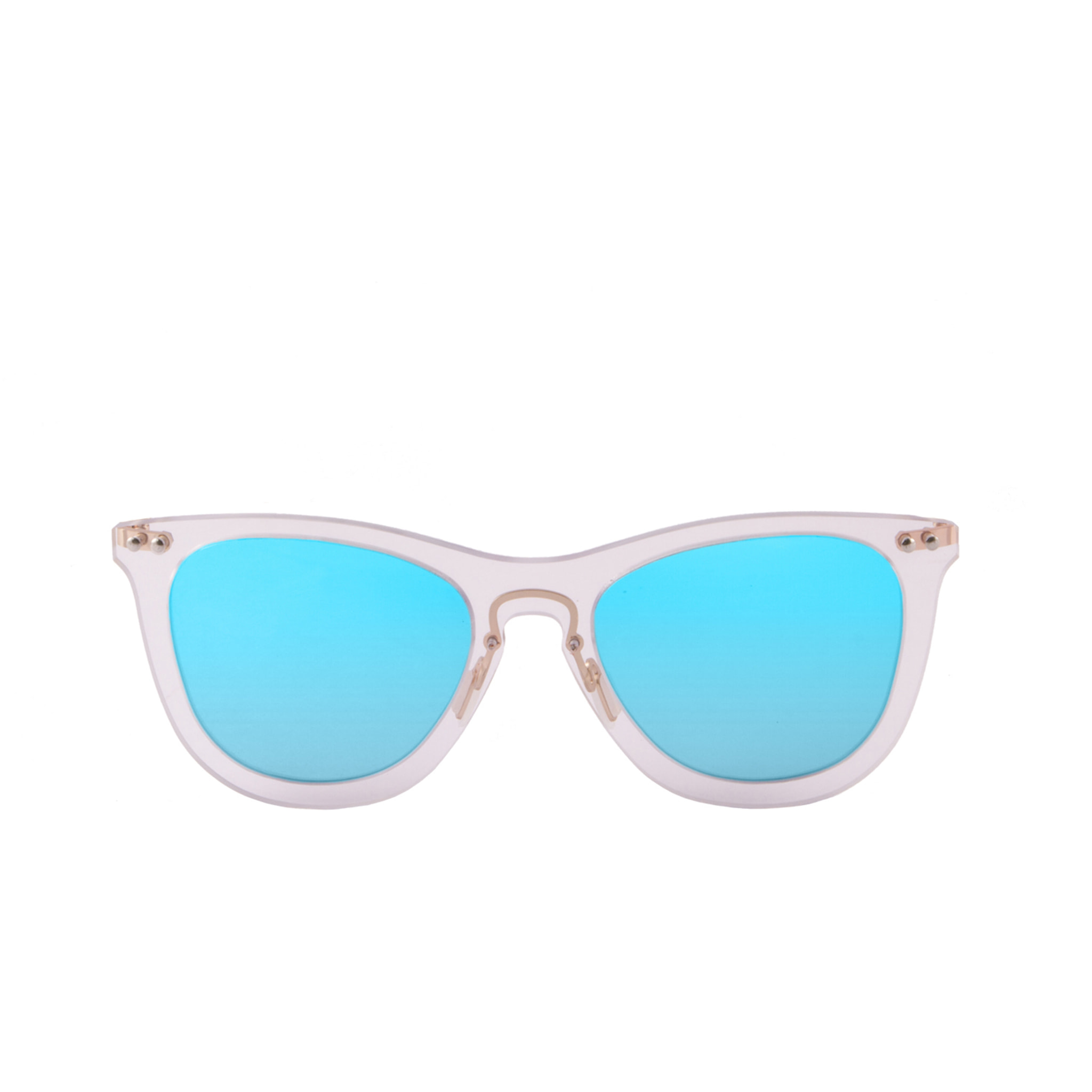 Gafas de sol OCEAN FLORENCIA - De espejo azul cielo con montura blanco transparente y patillas de metal dorado