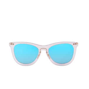 Gafas de sol OCEAN FLORENCIA - De espejo azul cielo con montura blanco transparente y patillas de metal dorado