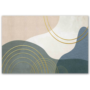 Tableau abstrait formes organiques dorées Toile imprimée