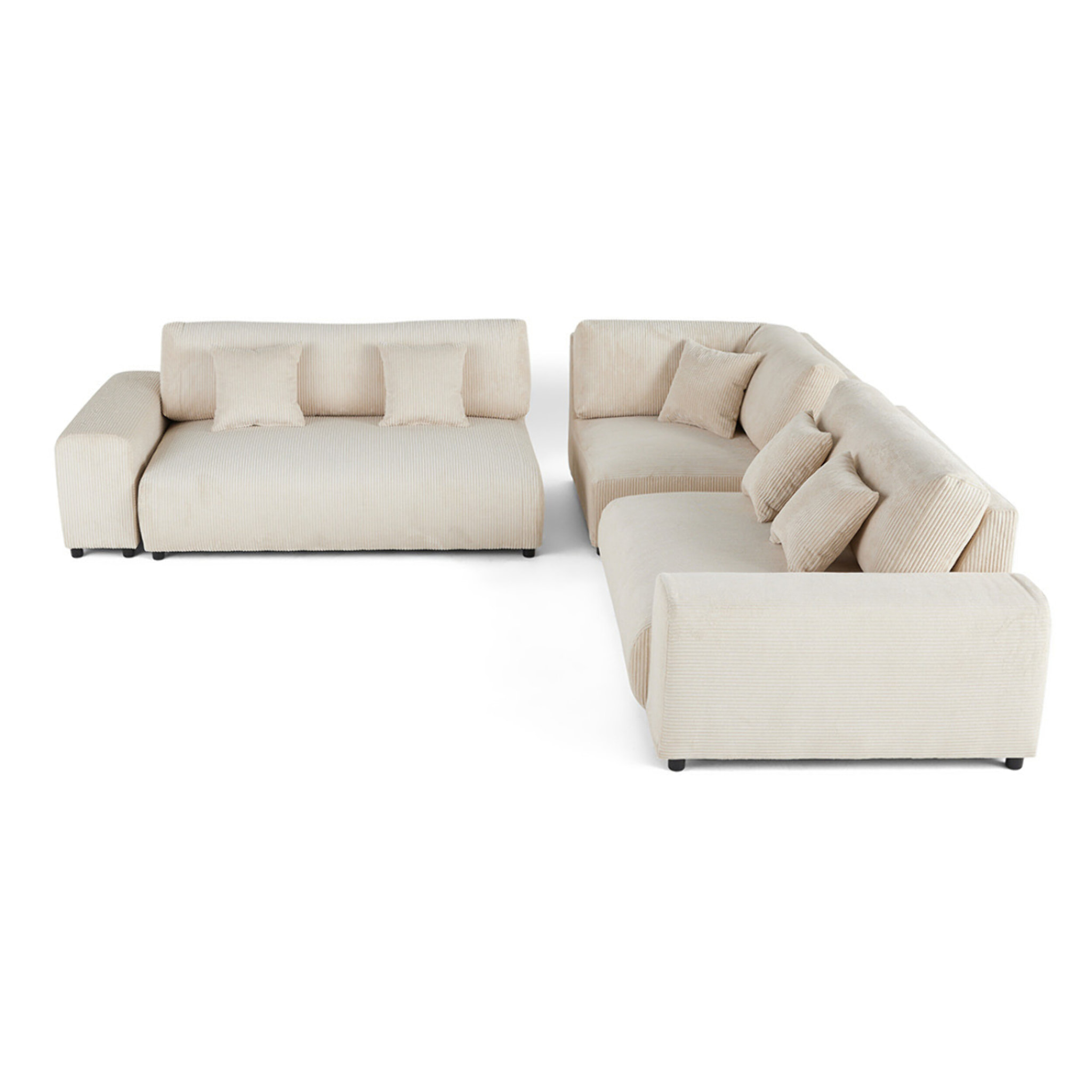Garance - canapé modulable d'angle droit - 5 places - en velours côtelé - Beige