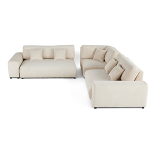 Garance - canapé modulable d'angle droit - 5 places - en velours côtelé - Beige