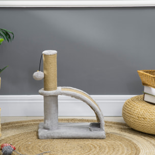 Árbol Rascador para Gatos Altura 43 cm Mini Árbol para Gatos Torre para Gatos con Tabla para Rascar Bola Colgante y Poste de Yute Gris