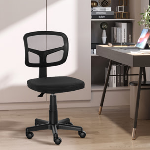 Vinsetto Silla de Oficina Ergonómica de Malla Silla de Escritorio Giratoria 360° con Altura Ajustable Soporte Lumbar Transpirable y Ruedas 43x48x77,5-89,5 cm Negro