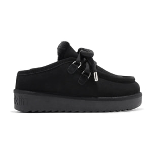 Zueco de Mujer de Piel y Forro de Pelo Nordic Clog Negro