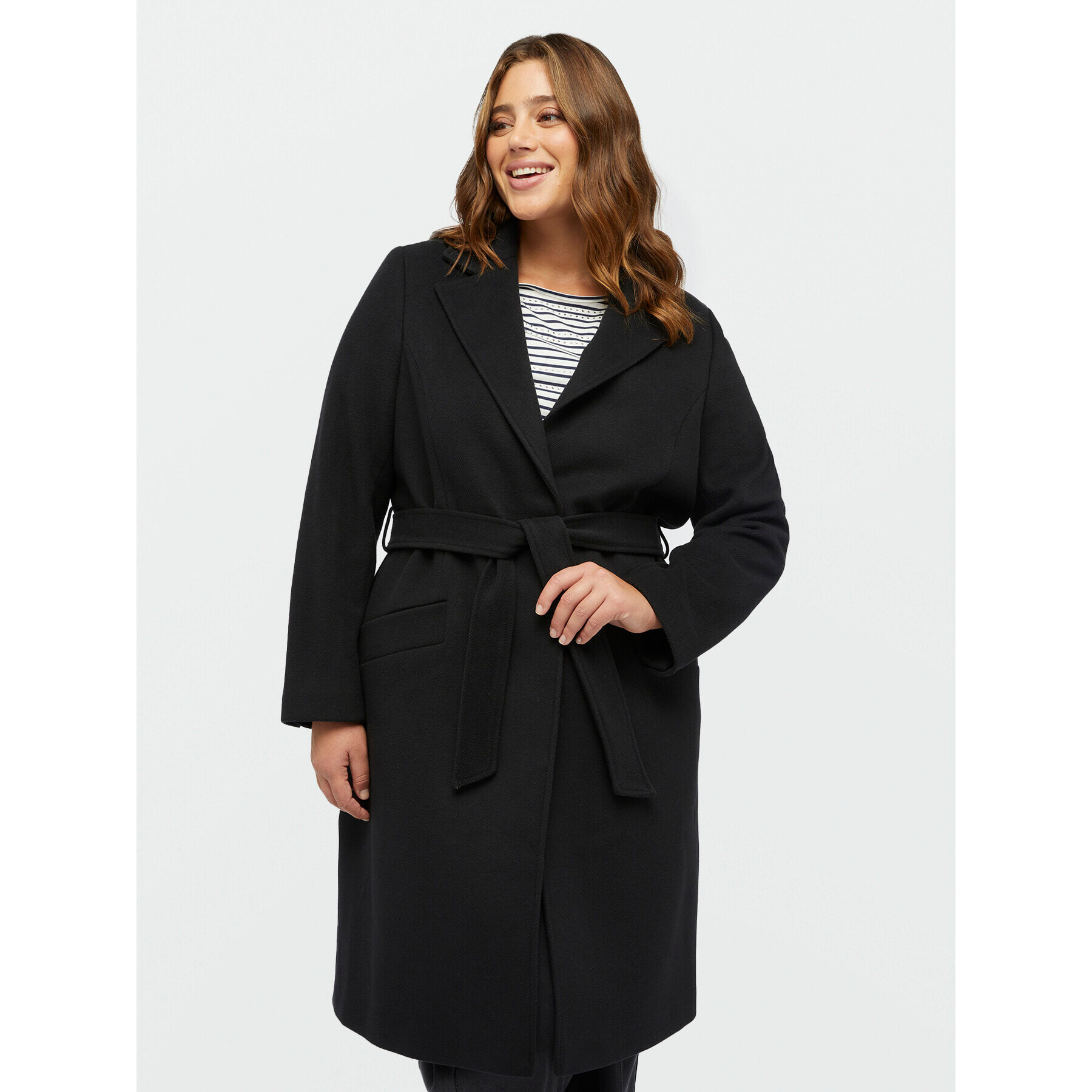 Fiorella Rubino - Cappotto in panno con cintura - Nero