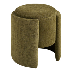 Walsdorf - Pouf rotondo in chenille verde ø42x44 cm