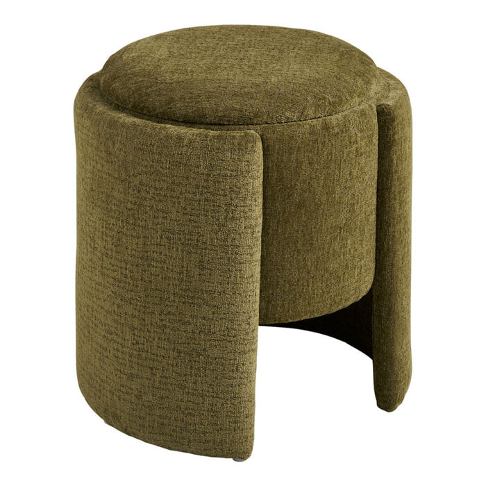 Walsdorf - Pouf rotondo in chenille verde ø42x44 cm