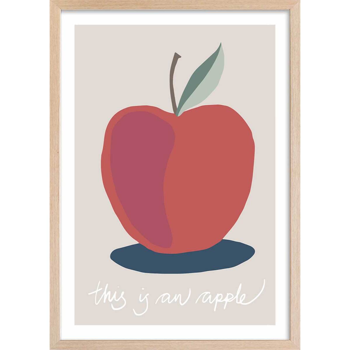 Affiche  apple-pomme Affiche + cadre en bois - Chêne