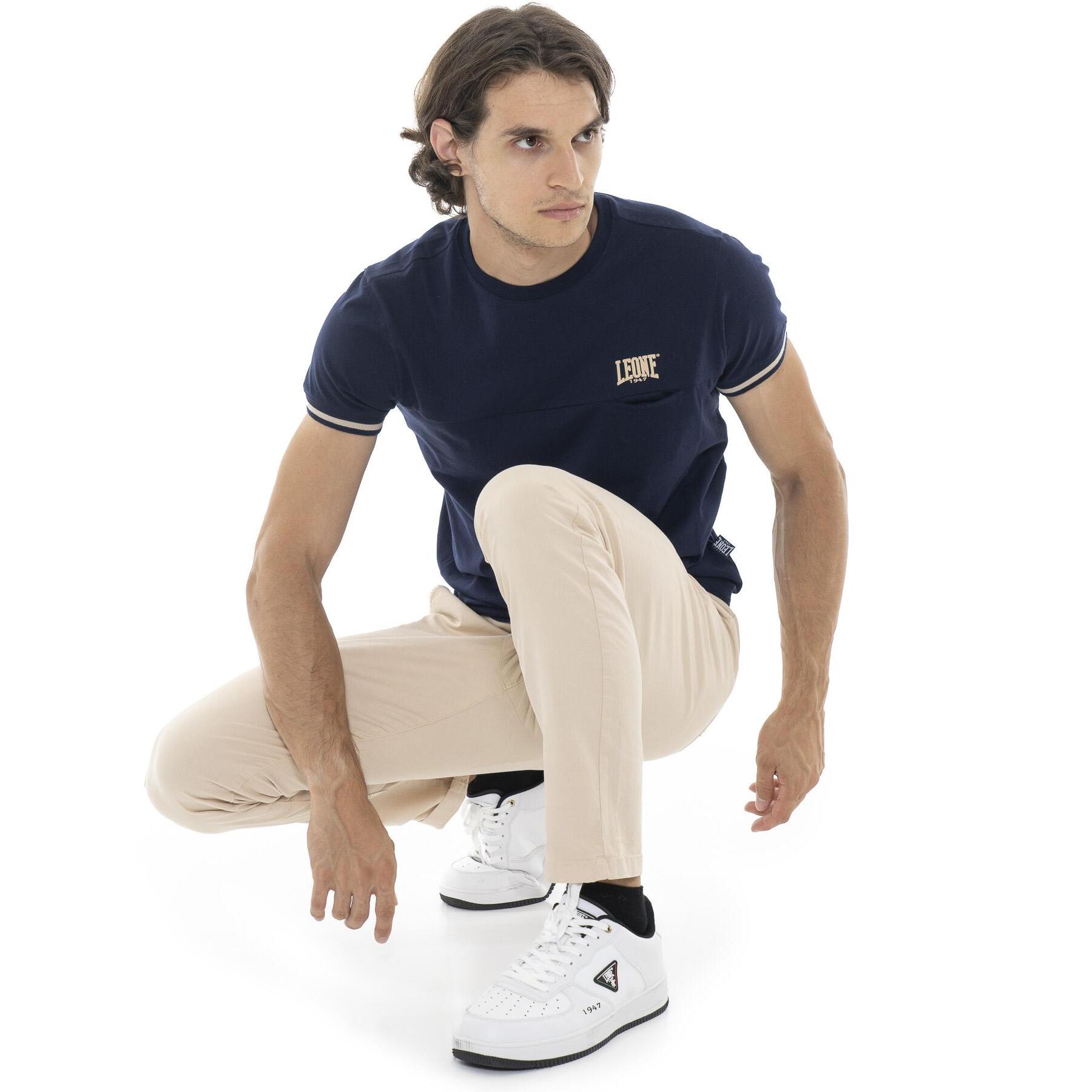 Pantalón chino de hombre Leone Easy de sarga con trabillas