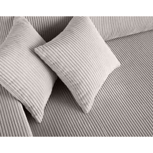 Pivoine - canapé droit 3 places - convertible avec coffre - en velours côtelé - Gris clair