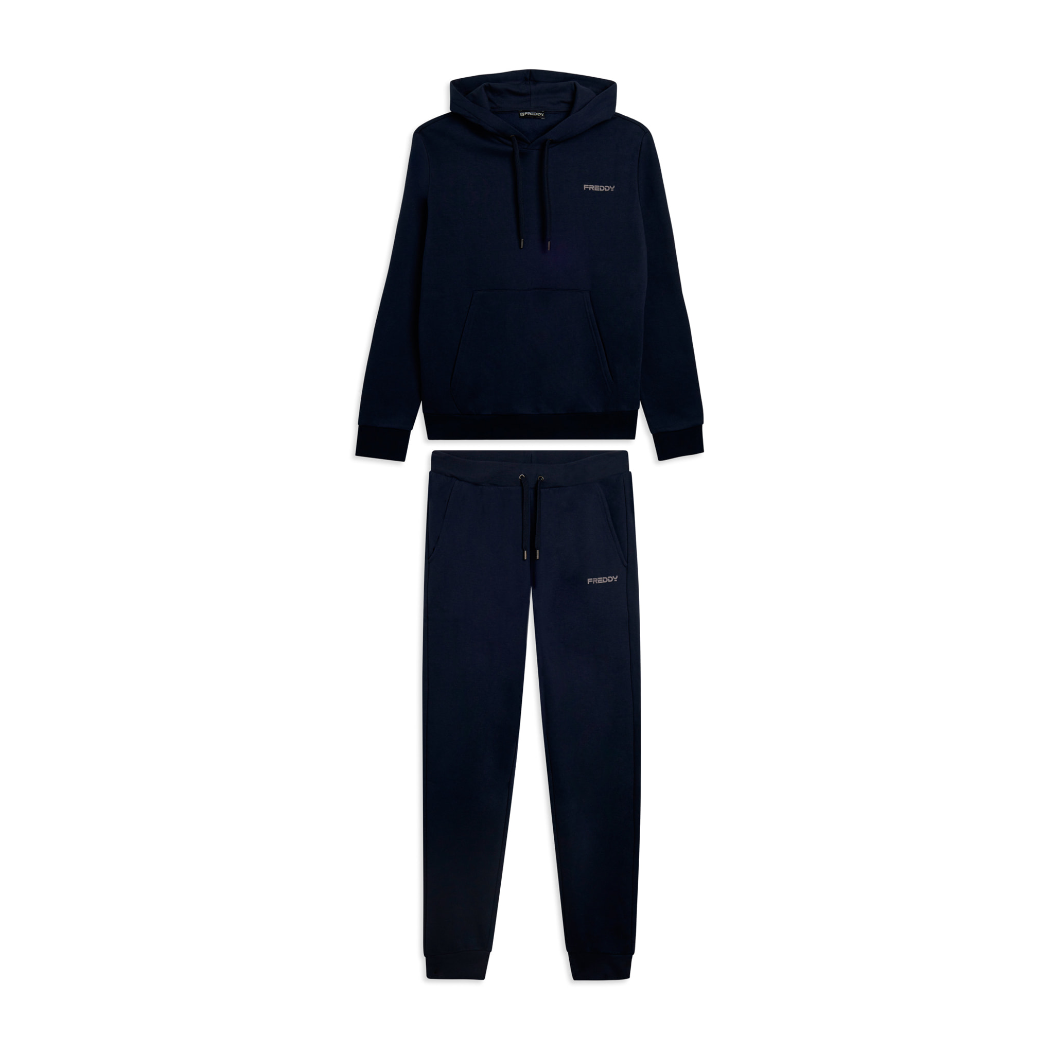 Tuta uomo felpa garzata con cappuccio e tasca a marsupio