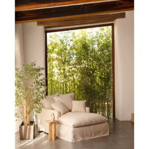 Fauteuil en coton et lin couleur beige de 115x170cm Hauteur: 73 Longueur: 170 Largeur: 115