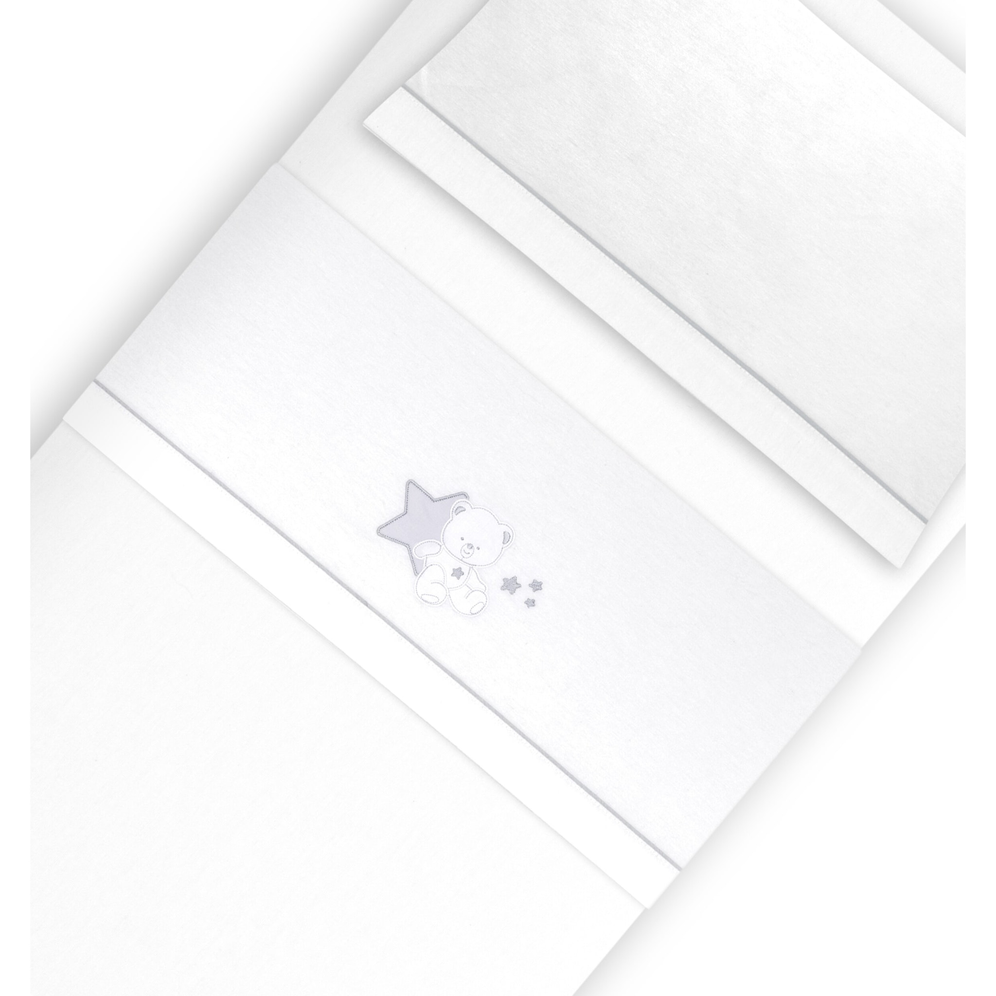 Triptico Minicuna Franela Osito Sentado Bco/Gris