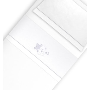 Triptico Minicuna Franela Osito Sentado Bco/Gris