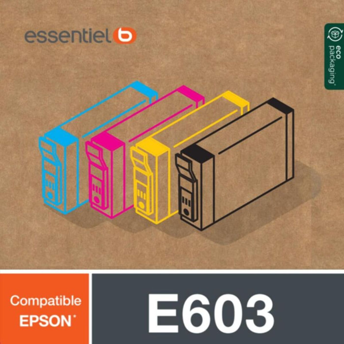 Cartouche d'encre ESSENTIELB E603 Noir + 3 couleurs