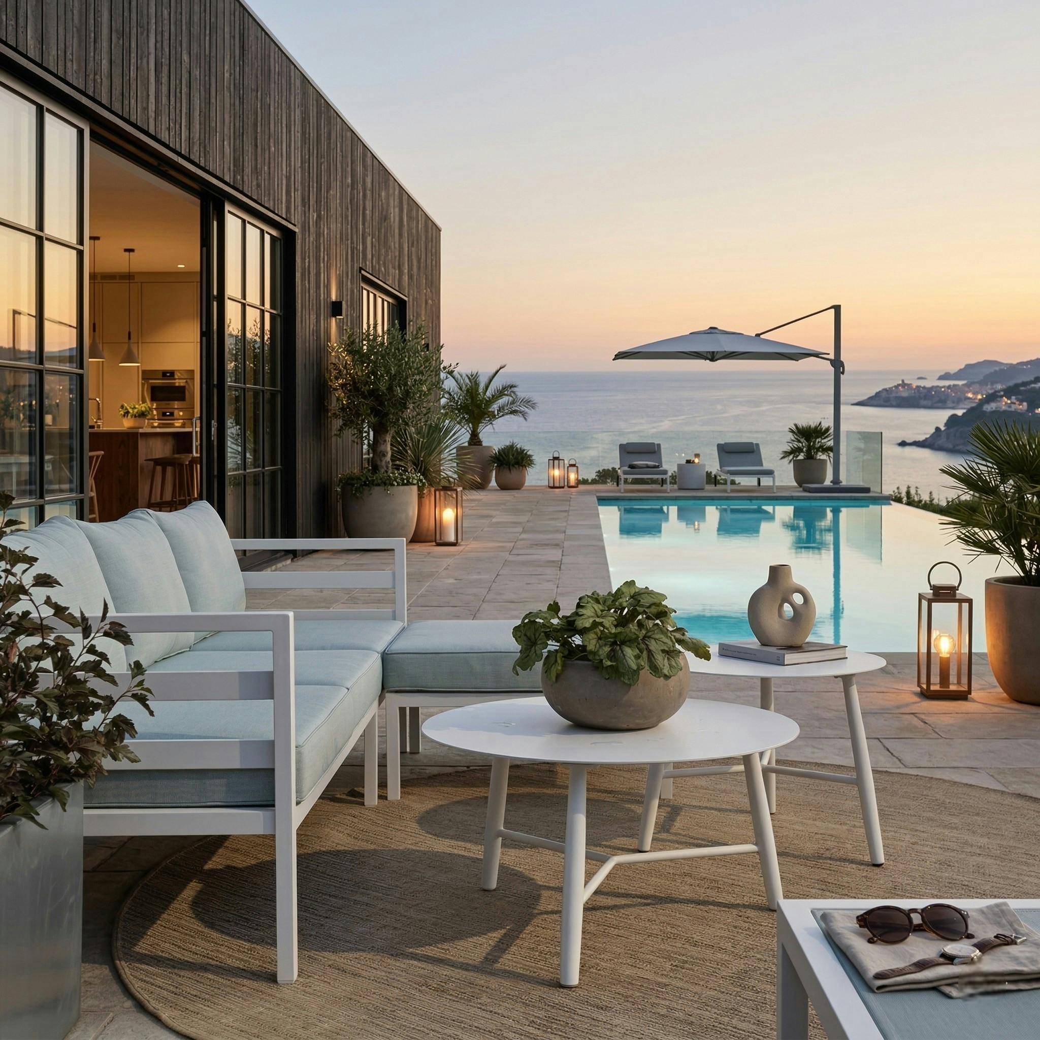 Table basse de jardin en aluminium blanc Ø 75 cm STOCKHOLM