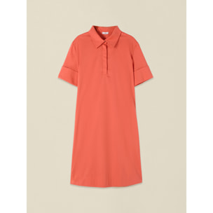 Oltre - Vestido camisero en popelín - Naranja sol