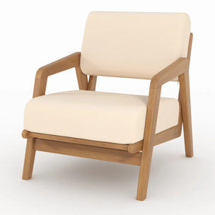 Fauteuil de jardin en bois d'acacia et tissu beige clair - Siargao