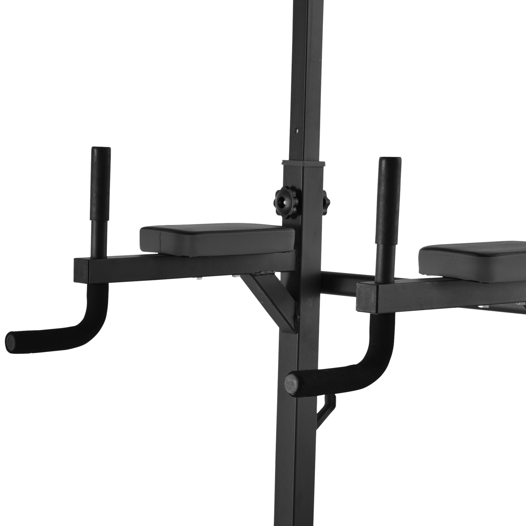 Estación de Musculación Torre de Entrenamiento Altura Ajustable con Barra de Dominadas y Banco Plegable para Fitness en Casa Gimnasio Carga 150 kg 99x178x230 cm Negro