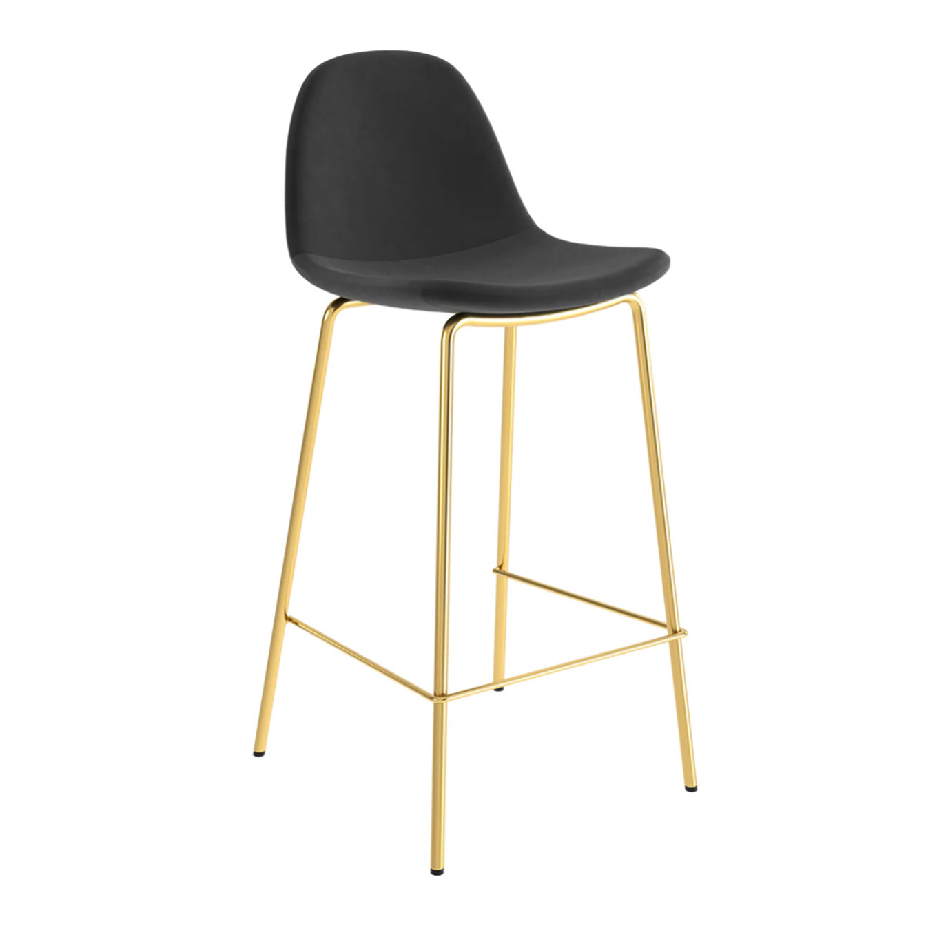 Lot de 2 chaises pour îlot central 65 cm en velours noir et doré - Henrik