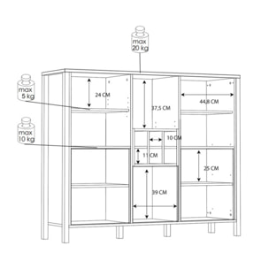 Buffet de rangement haut en bois effet chêne - MIAMI