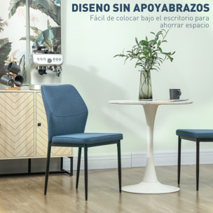 Juego de 2 Sillas de Comedor Modernas Sillas de Cocina con Asiento Acolchado y Tapizado Respaldo Curvo Patas de Acero para Salón Dormitorio Azul