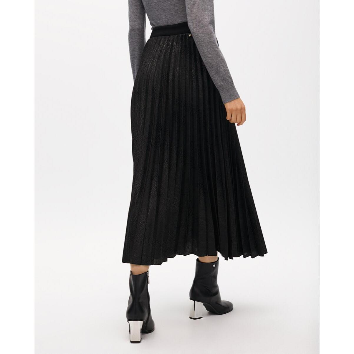 Gonna Midi Plissettata Stampa Animalier