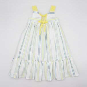 VESTIDO MIDI RAYAS AZUL Y AMARILLA TIRANTE ANCHO