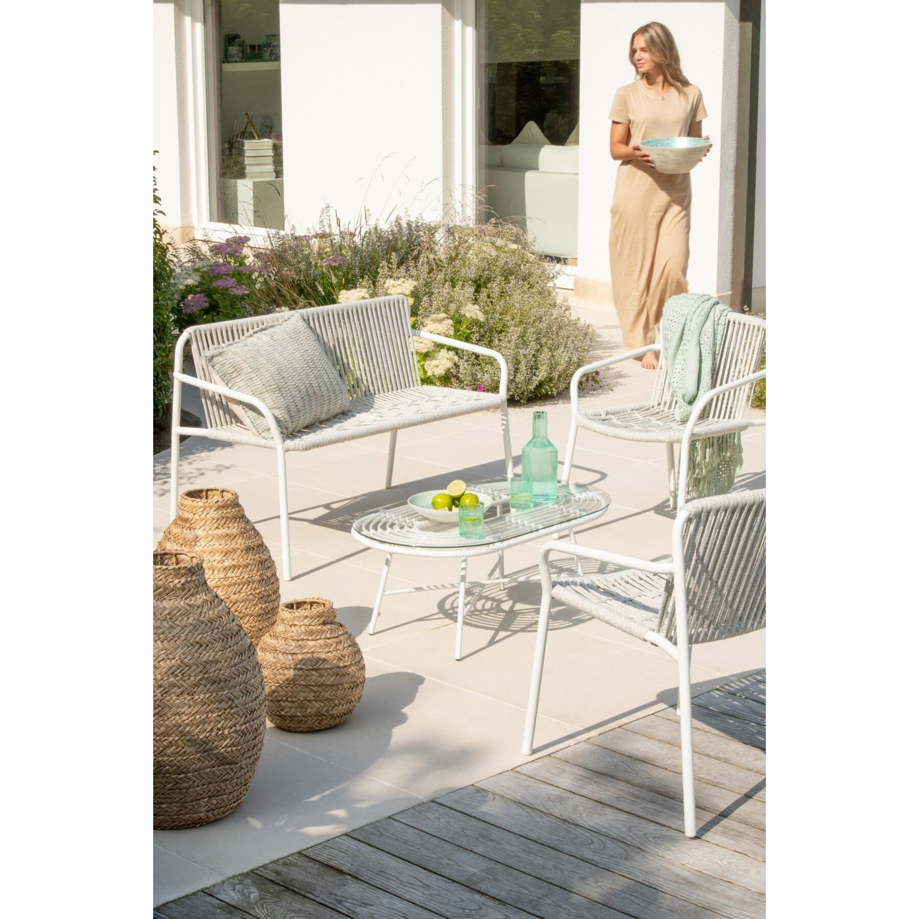 J-Line vase Tressé - jonc de mer - naturel - large - 60 cm de hauteur