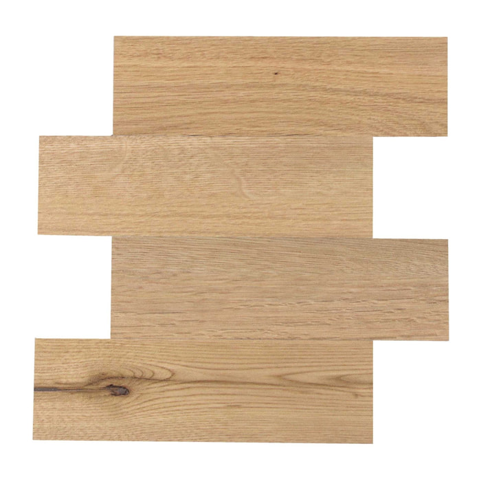 Crédence adhésive murale 3D  - Effet bois 4 pièces - Naturel