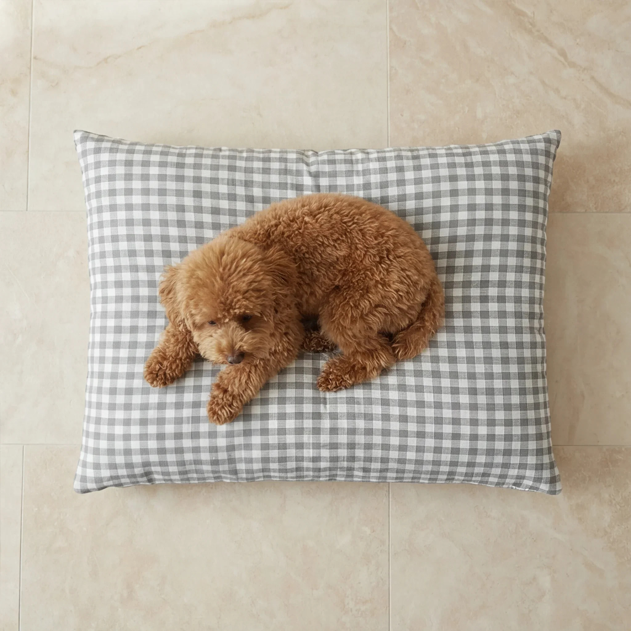 Lit pour animaux déhoussable et antitaches Vichy Gris Clair