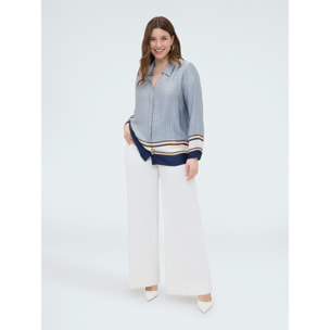 Fiorella Rubino - Camicia in raso con stampa geometrica - Azzurro