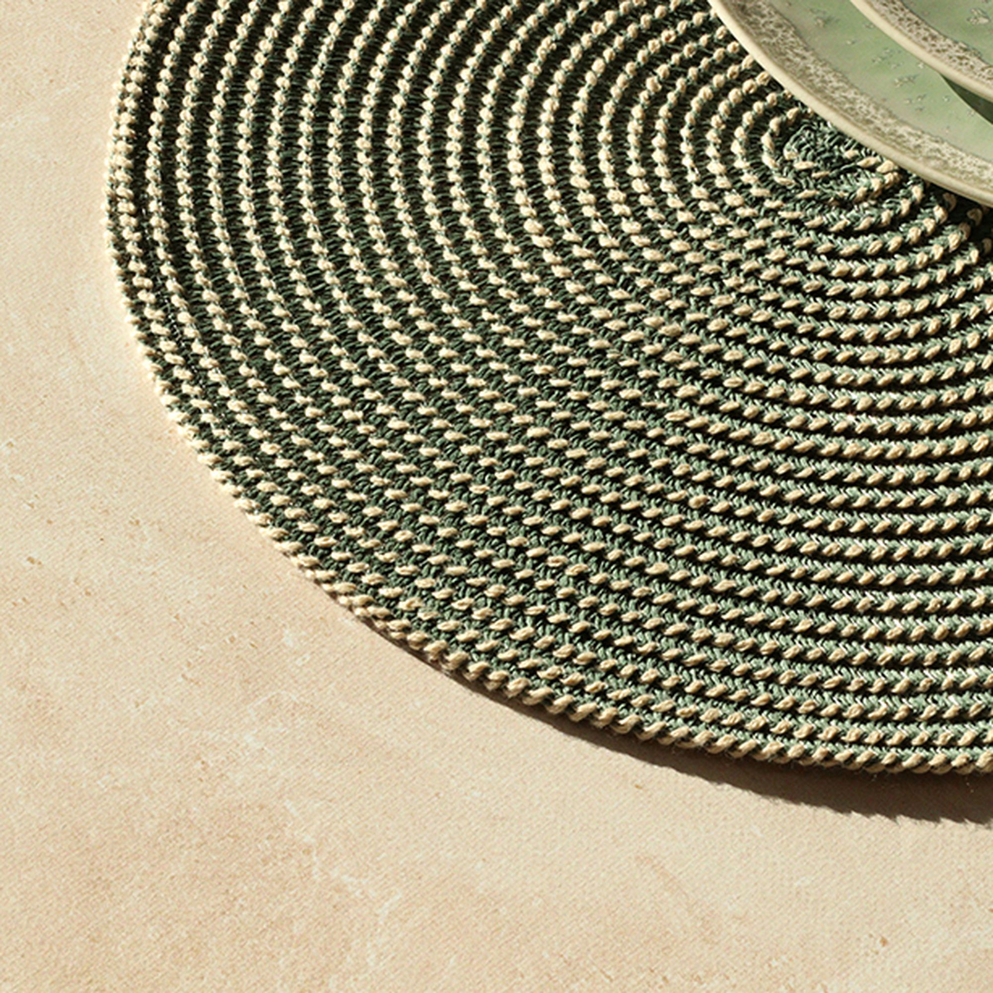 Lot de 6 sets de table rond en papier et coton vert 36cm