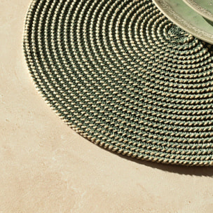 Lot de 6 sets de table rond en papier et coton vert 36cm