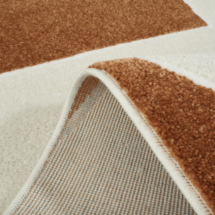 MEMPHIS - Tapis géométrique en polypropylène motif marron