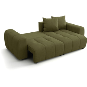 Canapé d'angle convertible réversible 4 places avec coffre de rangement en tissu chenille - RIVOLI