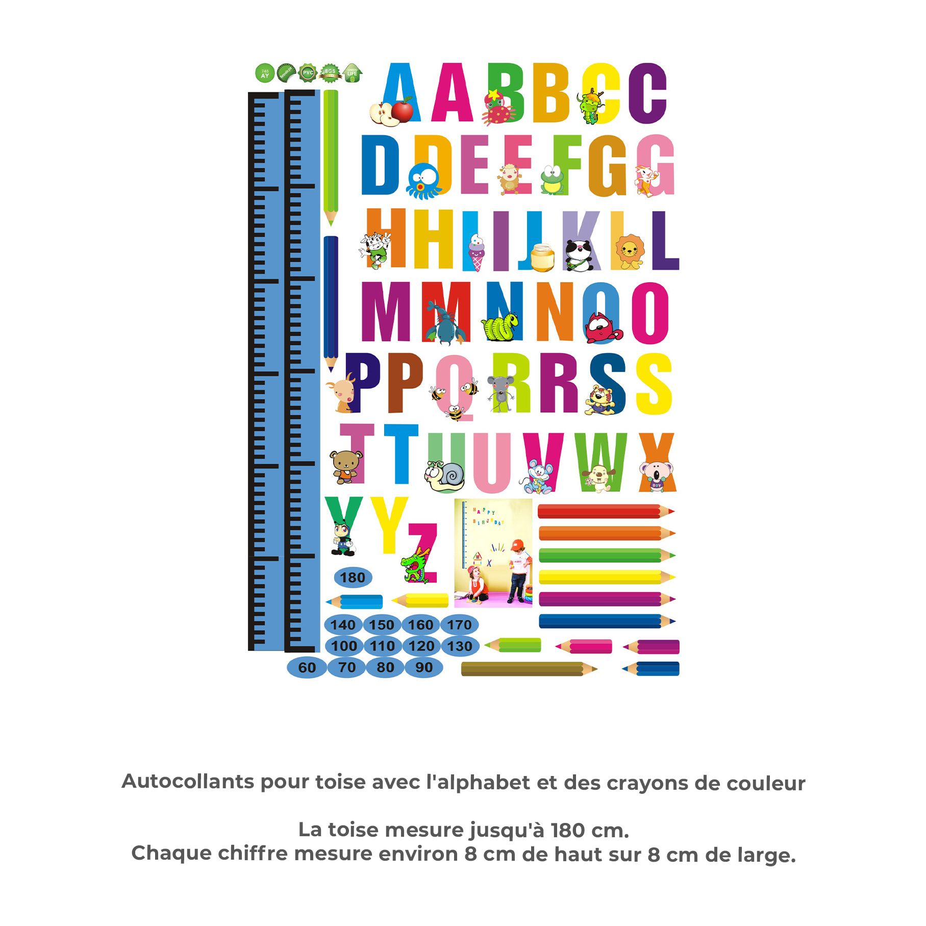 Stickers Muraux décoration adhésifs Toises Alphabet