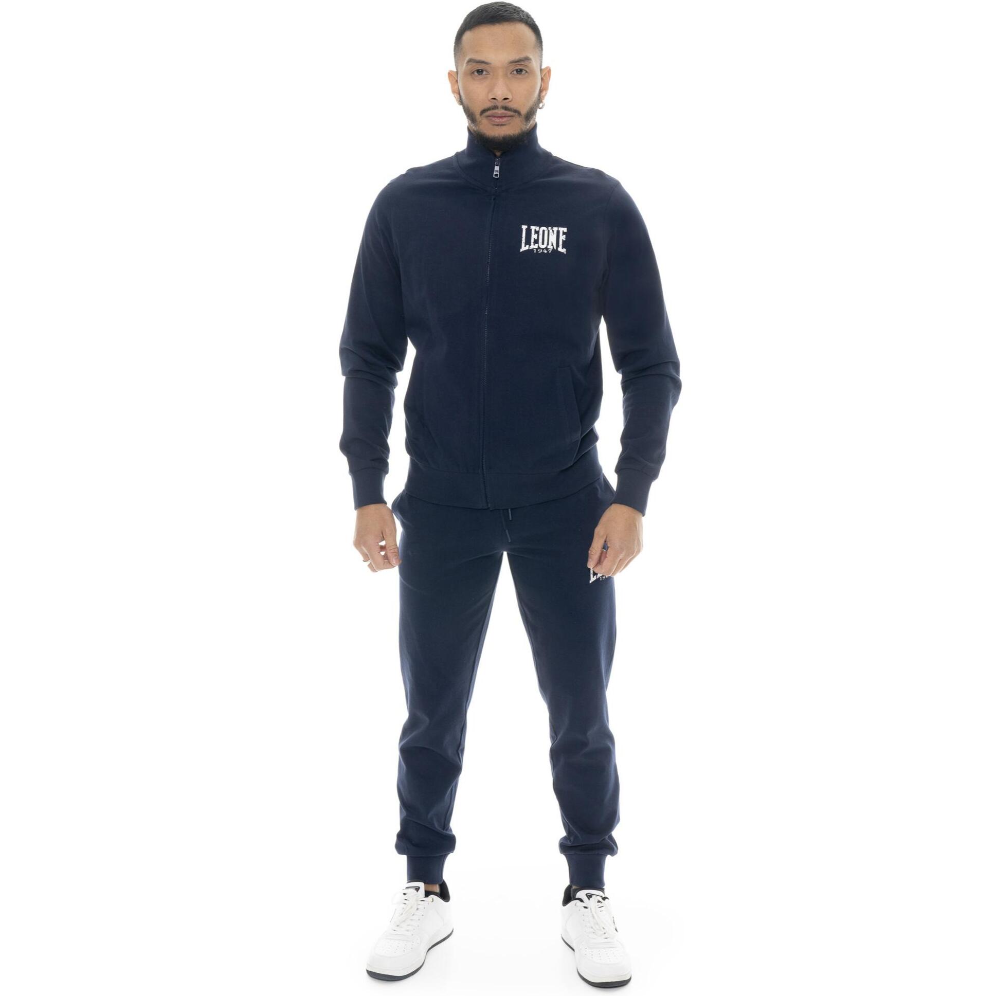 Tuta da uomo in cotone non garzato con colletto e zip Leone HJ