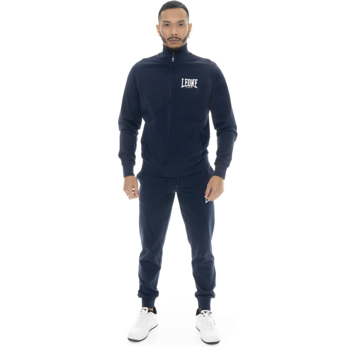 Tuta da uomo in cotone non garzato con colletto e zip Leone HJ