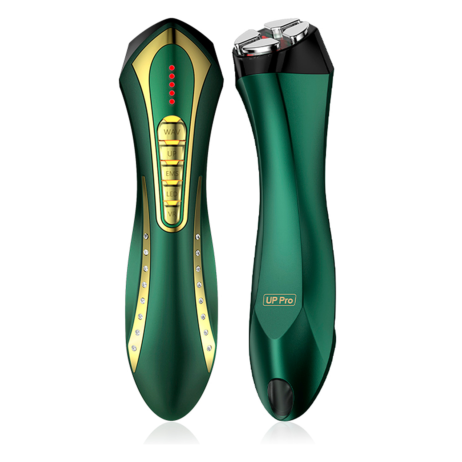 Dispositivo di bellezza con RF, VR, EMS e luci LED.